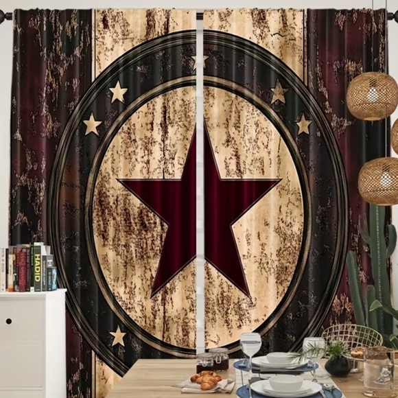 Rustic Star Pattern Curtain - Picture 3 of 3